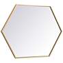 Noemi Brass Metal 24" x 34" Hexagonal Wall Mirror in scene