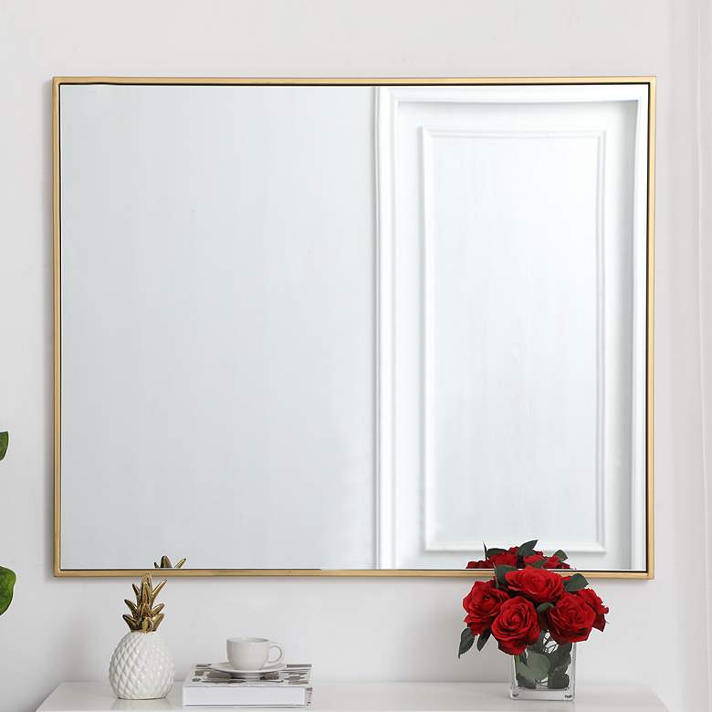 Image 2 Noemi Brass Metal 30" x 36" Rectangular Wall Mirror