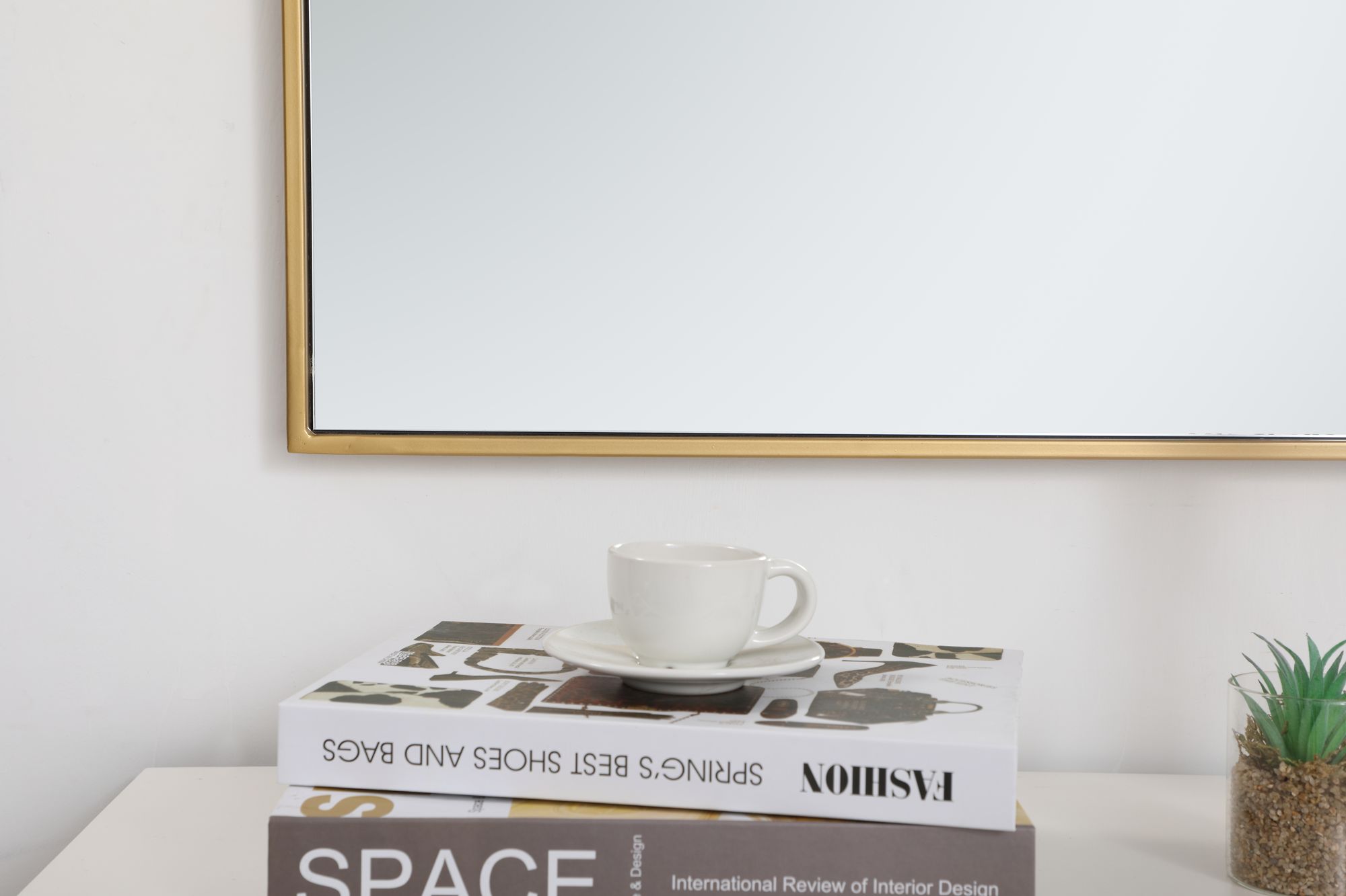 Noemi Brass Metal 30" x 36" Rectangular Wall Mirror in scene