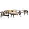 Nofi 4 piece Outdoor Patio Set in Charcoal Finish with Cushions and Teak