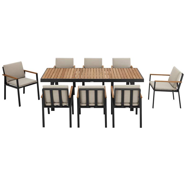 Image 1 Nofi Outdoor 9 Piece Dining Set in Charcoal Finish with Taupe Cushions