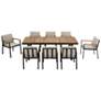 Nofi Outdoor 9 Piece Dining Set in Charcoal Finish with Taupe Cushions