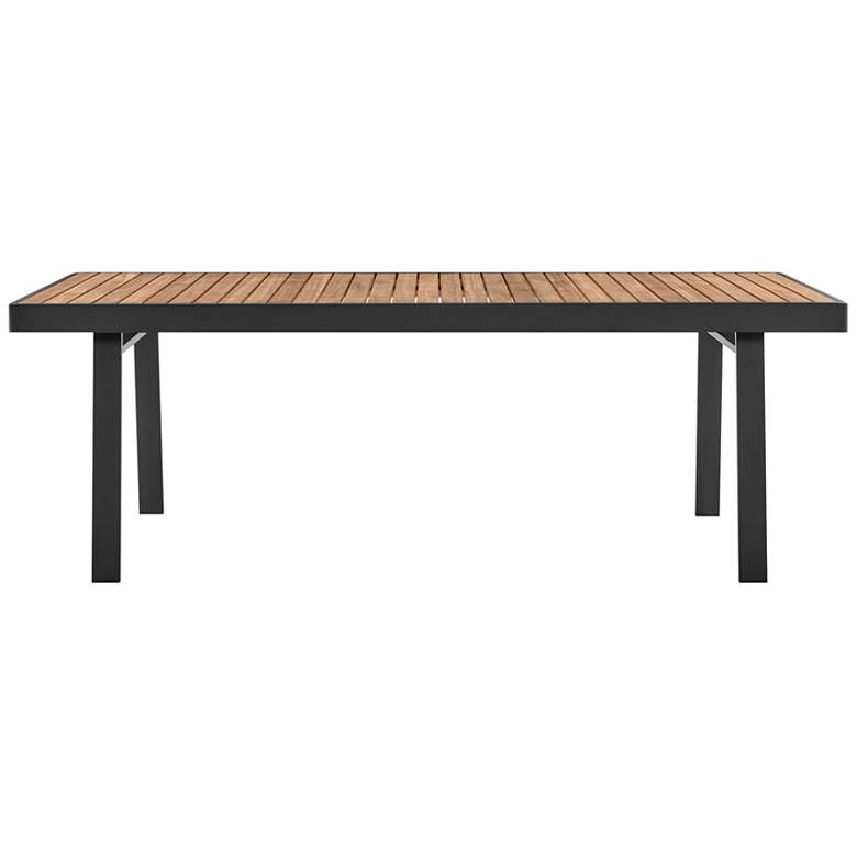 Image 1 Nofi Outdoor Patio Dining Table in Charcoal Finish with Teak Wood Top