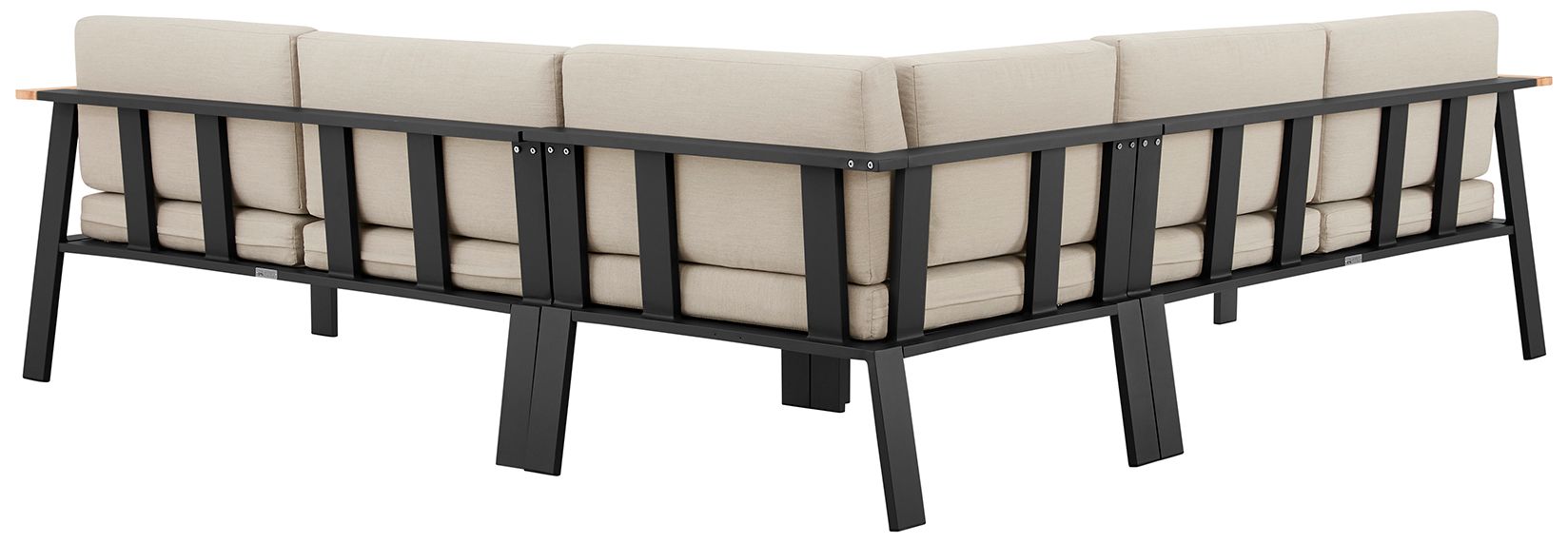 Image 3 Nofi Outdoor Patio Sectional Set in Charcoal Finish with Cushions and Teak more views