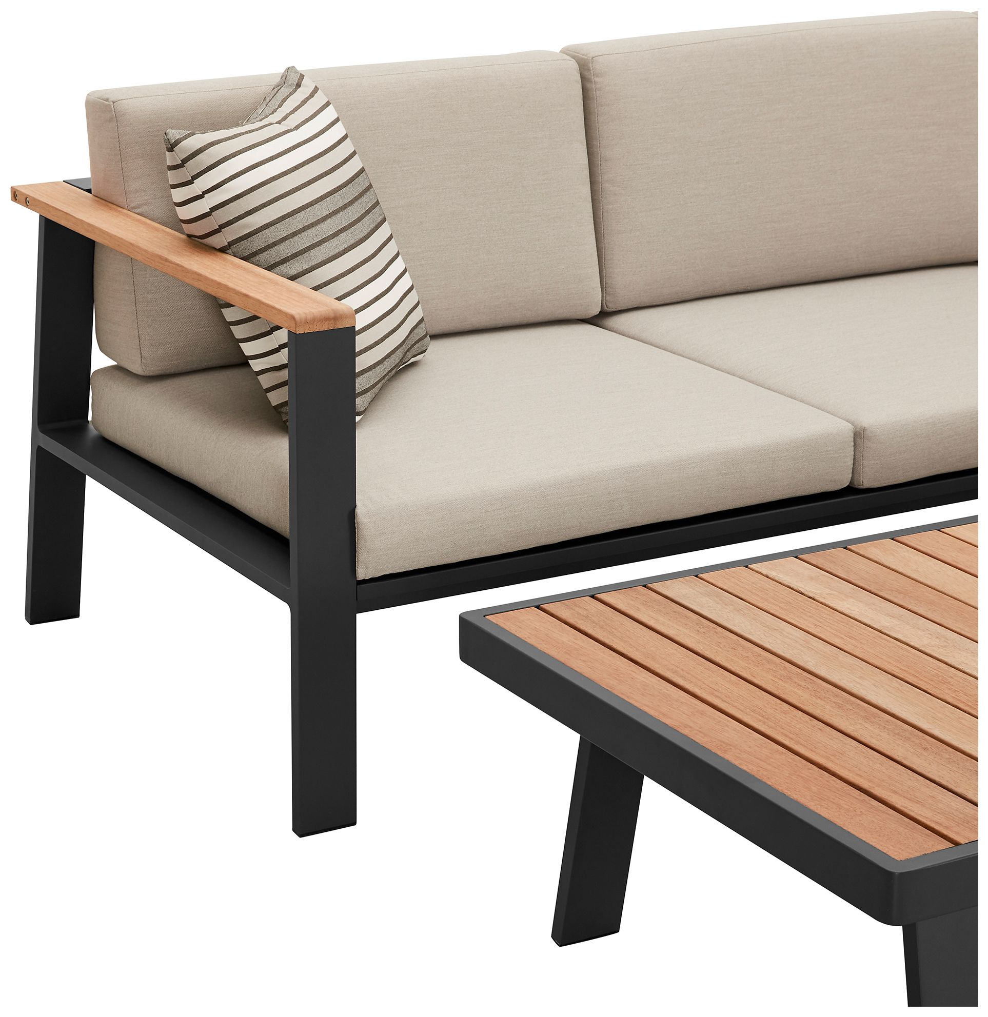 Image 5 Nofi Outdoor Patio Sectional Set in Charcoal Finish with Cushions and Teak more views