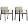 Nofi Set of 2 Outdoor Patio Dining Chair in Charcoal Finish with Cushions