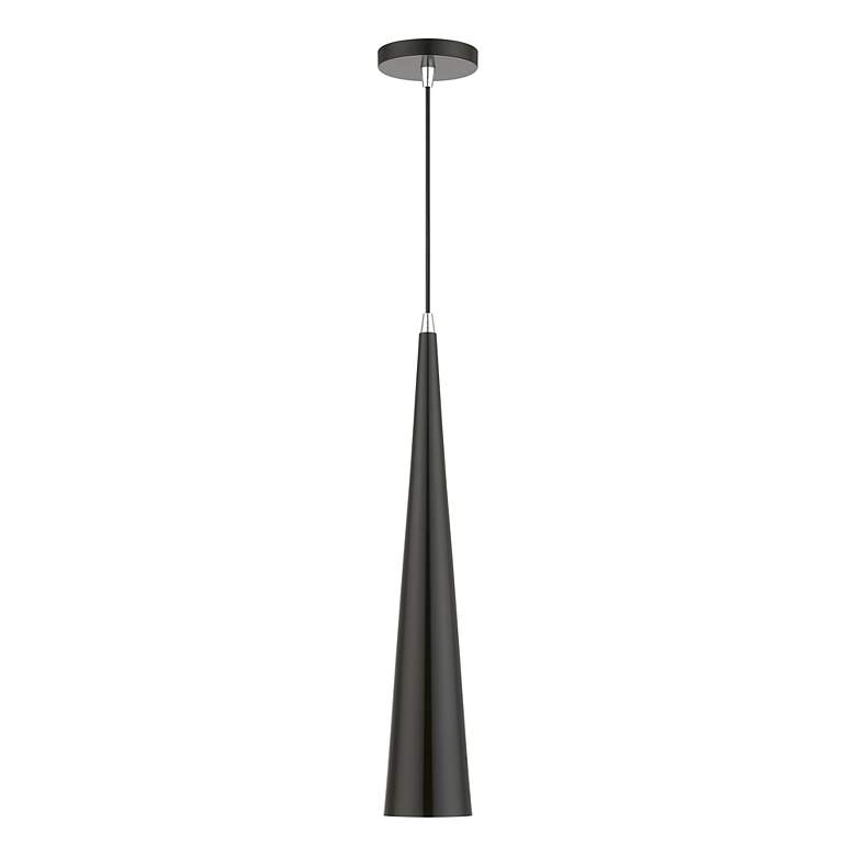 Image 3 Noho 1 Light Shiny Black Single Tall Pendant with Polished Chrome Accents more views