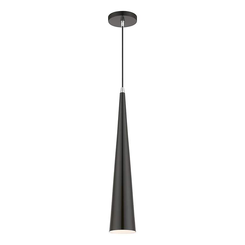 Image 4 Noho 1 Light Shiny Black Single Tall Pendant with Polished Chrome Accents more views