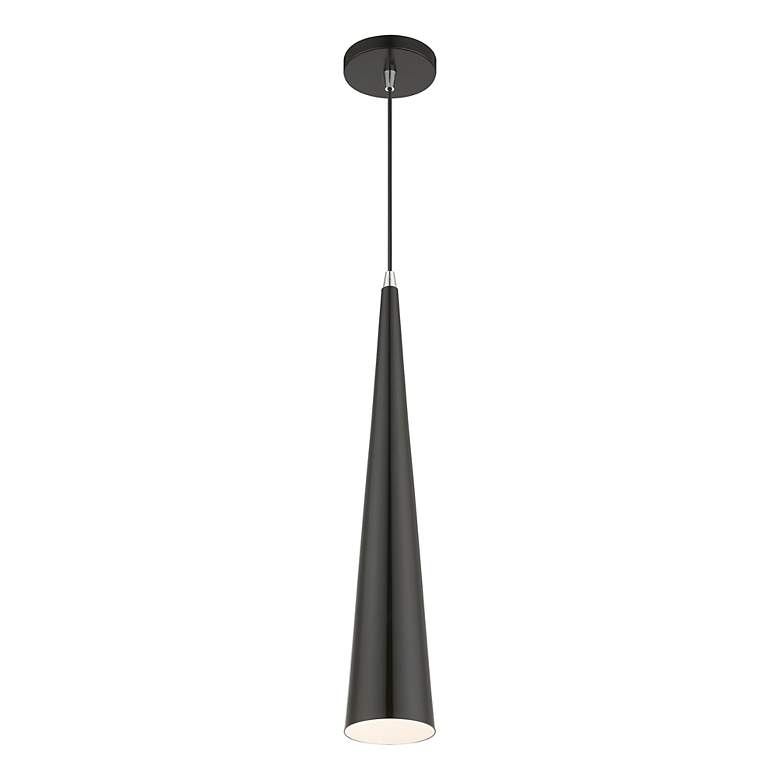 Image 5 Noho 1 Light Shiny Black Single Tall Pendant with Polished Chrome Accents more views