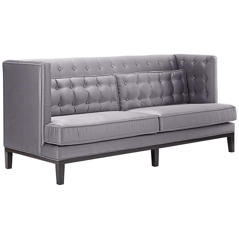 Image 1 Noho Collection 85 inch Wide Silver Satin Sofa