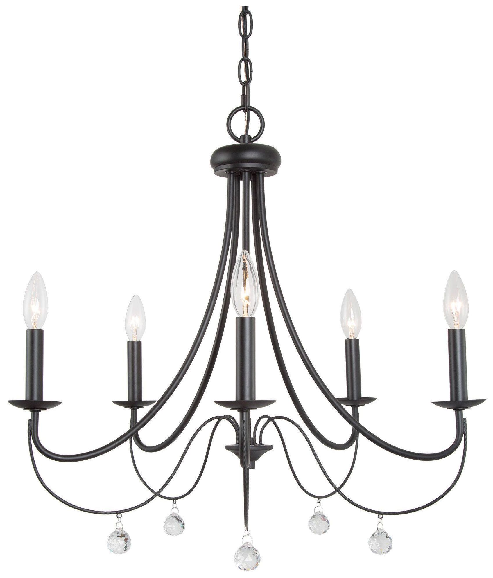 Thumbnail1 of Noir 24"W 5-Light Metal Candle Wheel Crystal Chandelier