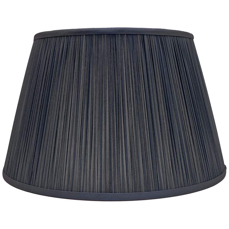 Image 1 Noir Black Softback Shirred Pleated Silk Lamp Shade 16x18x12 (Spider)
