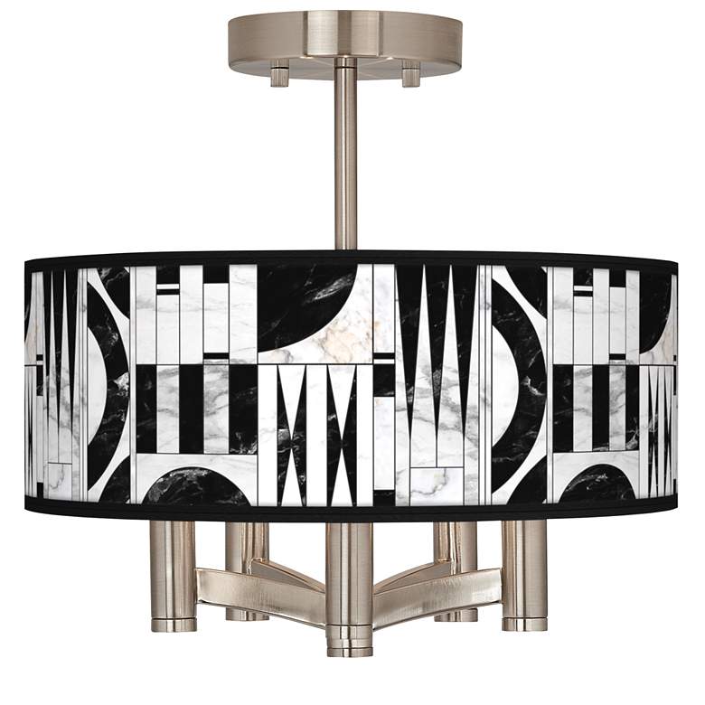 Image 1 Noir Marble Ava 5-Light Nickel Ceiling Light