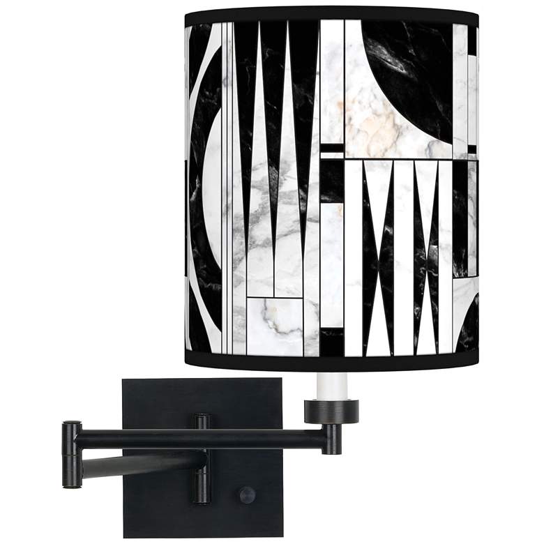 Image 1 Noir Marble Espresso Bronze Swing Arm Wall Lamp