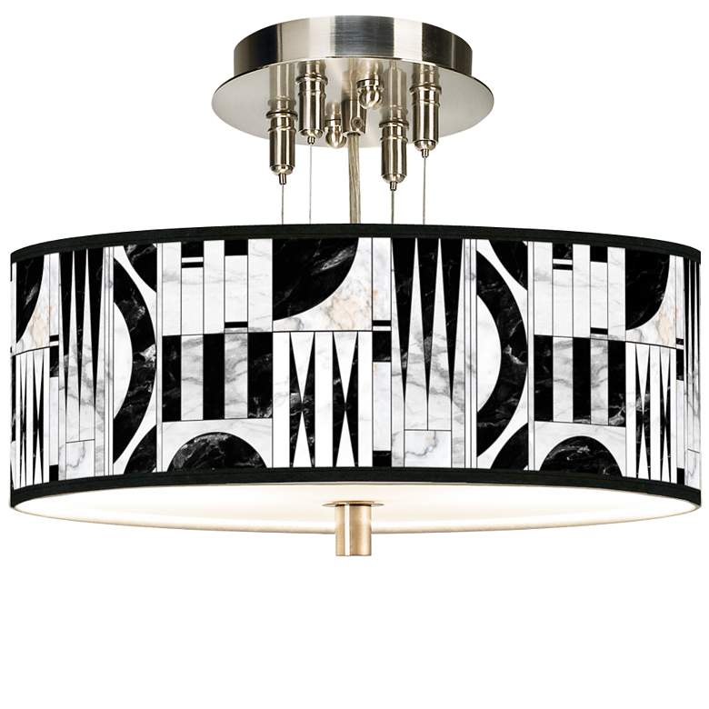Image 1 Noir Marble Giclee 14" Wide Ceiling Light