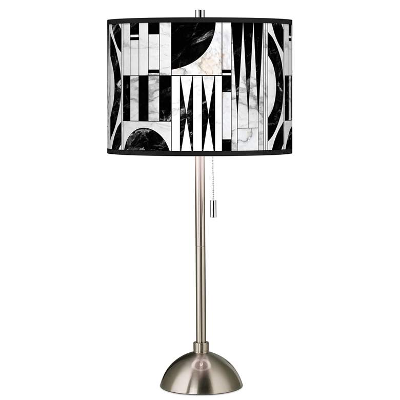 Image 1 Noir Marble Giclee Brushed Nickel Table Lamp