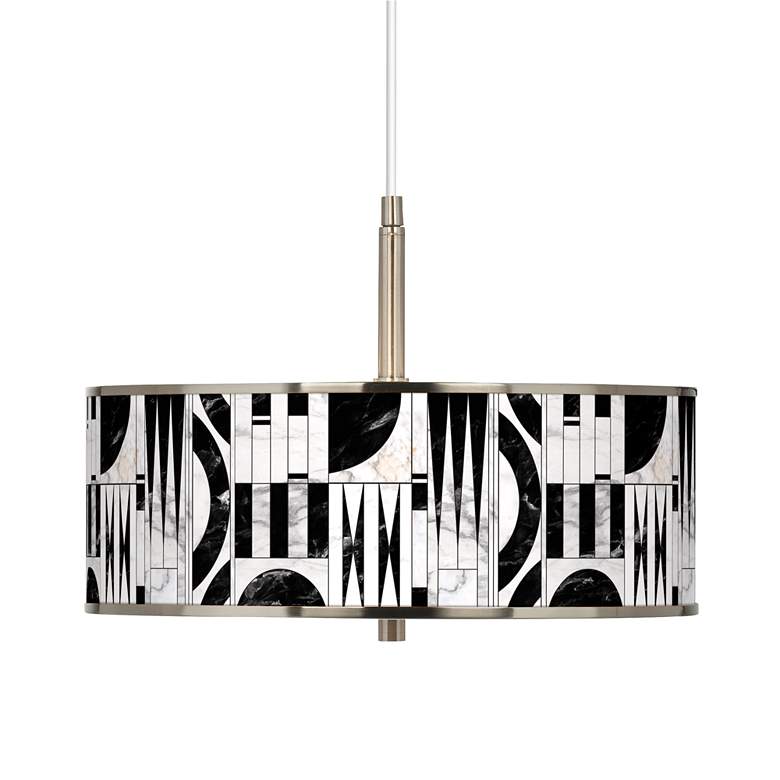 Image 1 Noir Marble Giclee Glow 16 inch Wide Pendant Light