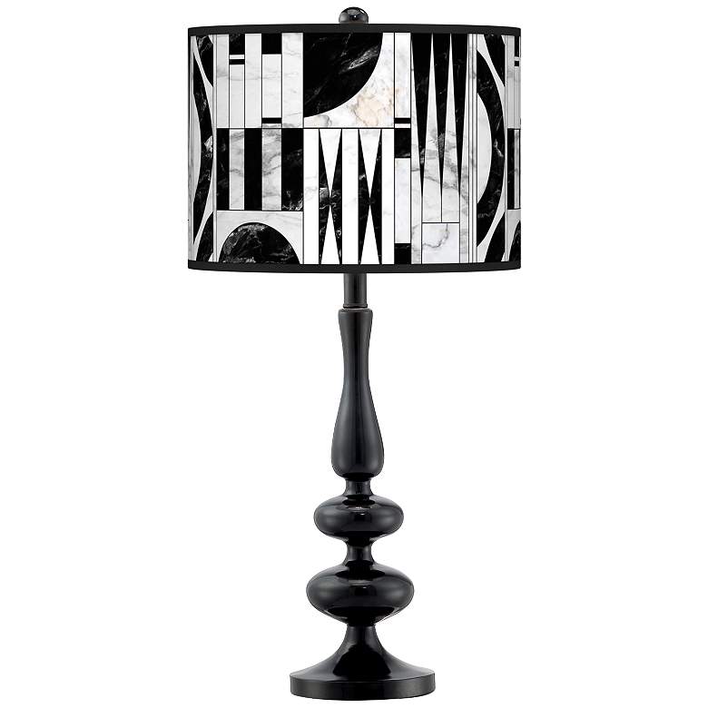 Image 1 Noir Marble Giclee Paley Black Table Lamp