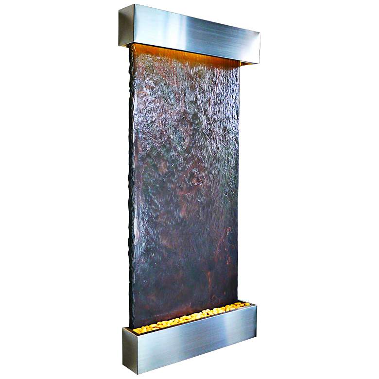 Image 1 Nojoqui Falls 72 inch High Grande Stainless Indoor Wall Fountain