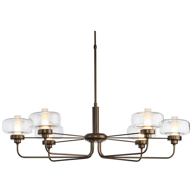 Image 1 Nola 42.4" Wide Bronze Pendant With Clear Glass Shade