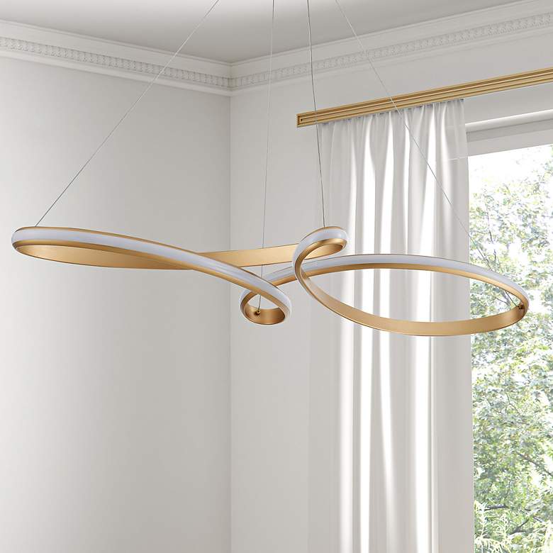 Image 2 Nola 43 1/2" Wide Aged Brass LED Swirl Pendant Light