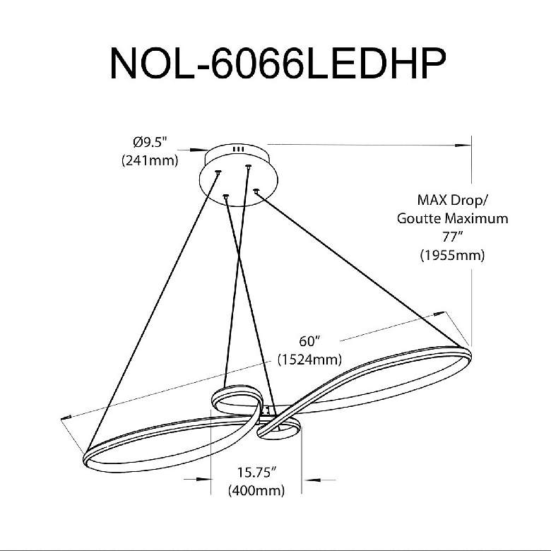 Image 2 Nola 60" Wide Matte Black LED Pendant Light more views