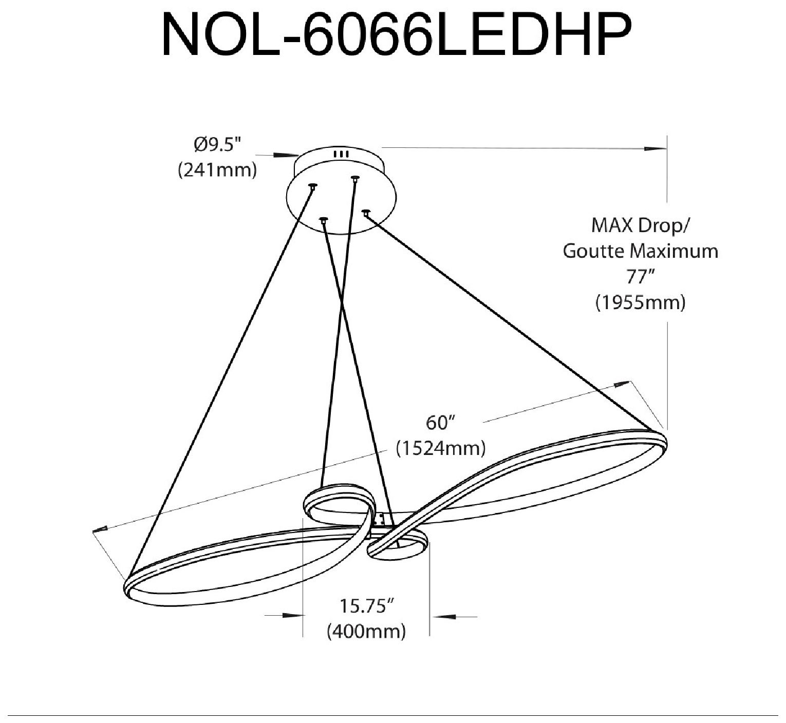 Image 3 Nola 60" Wide Matte Black LED Pendant Light more views