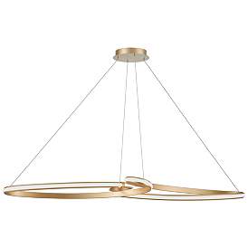 Image1 of Nola 60"W Aged Brass 76W LED Horizontal Pendant w/ White Silicone Diff