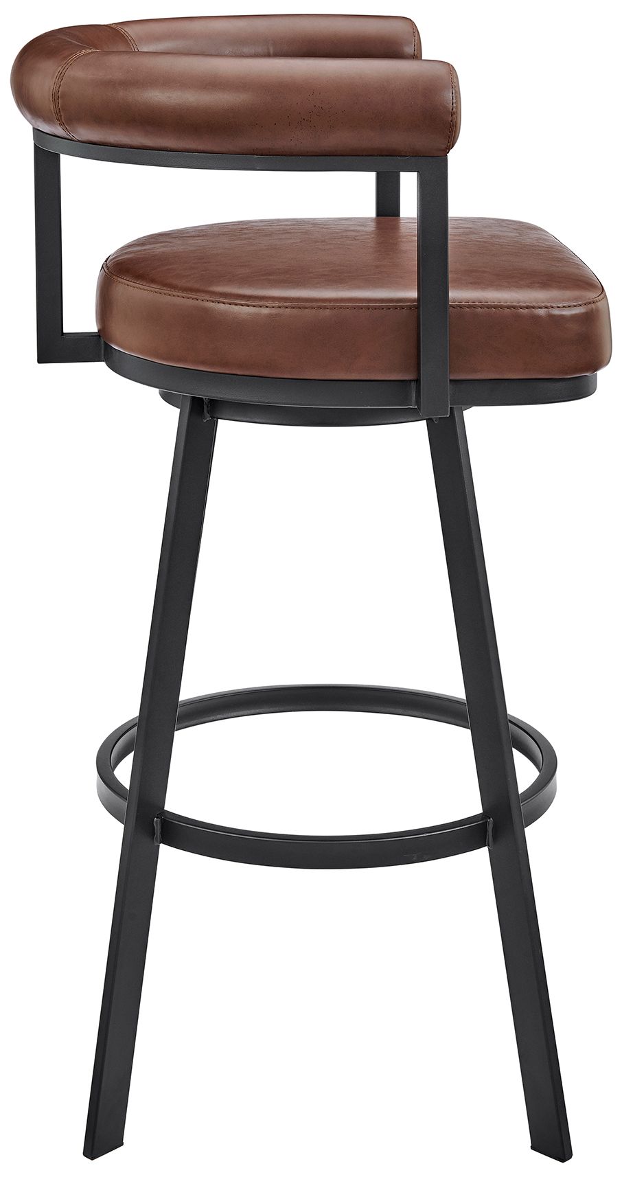 Image 3 Nolagam 26 in. Swivel Barstool in Black Finish with Brown Faux Leather more views