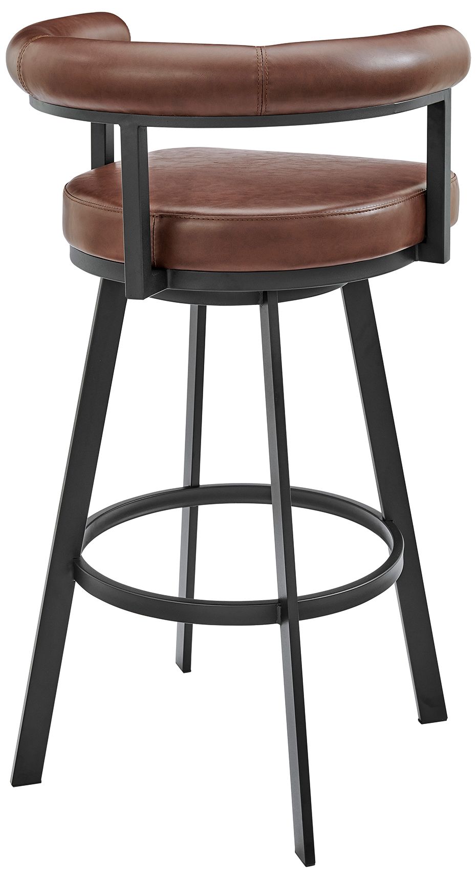 Image 4 Nolagam 26 in. Swivel Barstool in Black Finish with Brown Faux Leather more views