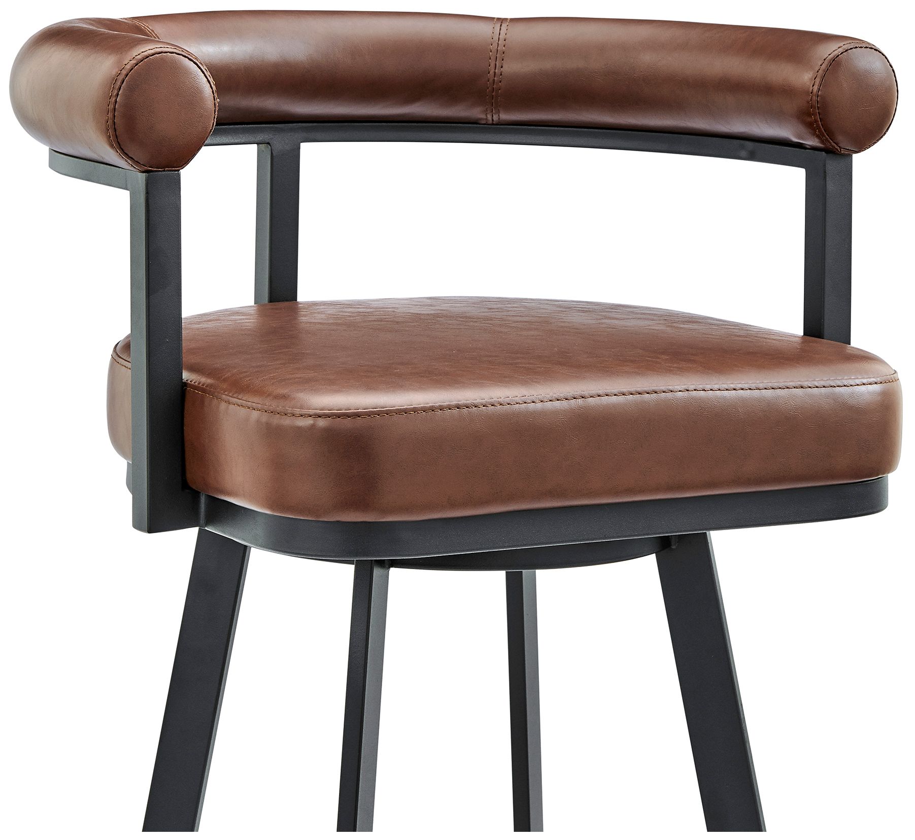 Image 6 Nolagam 26 in. Swivel Barstool in Black Finish with Brown Faux Leather more views
