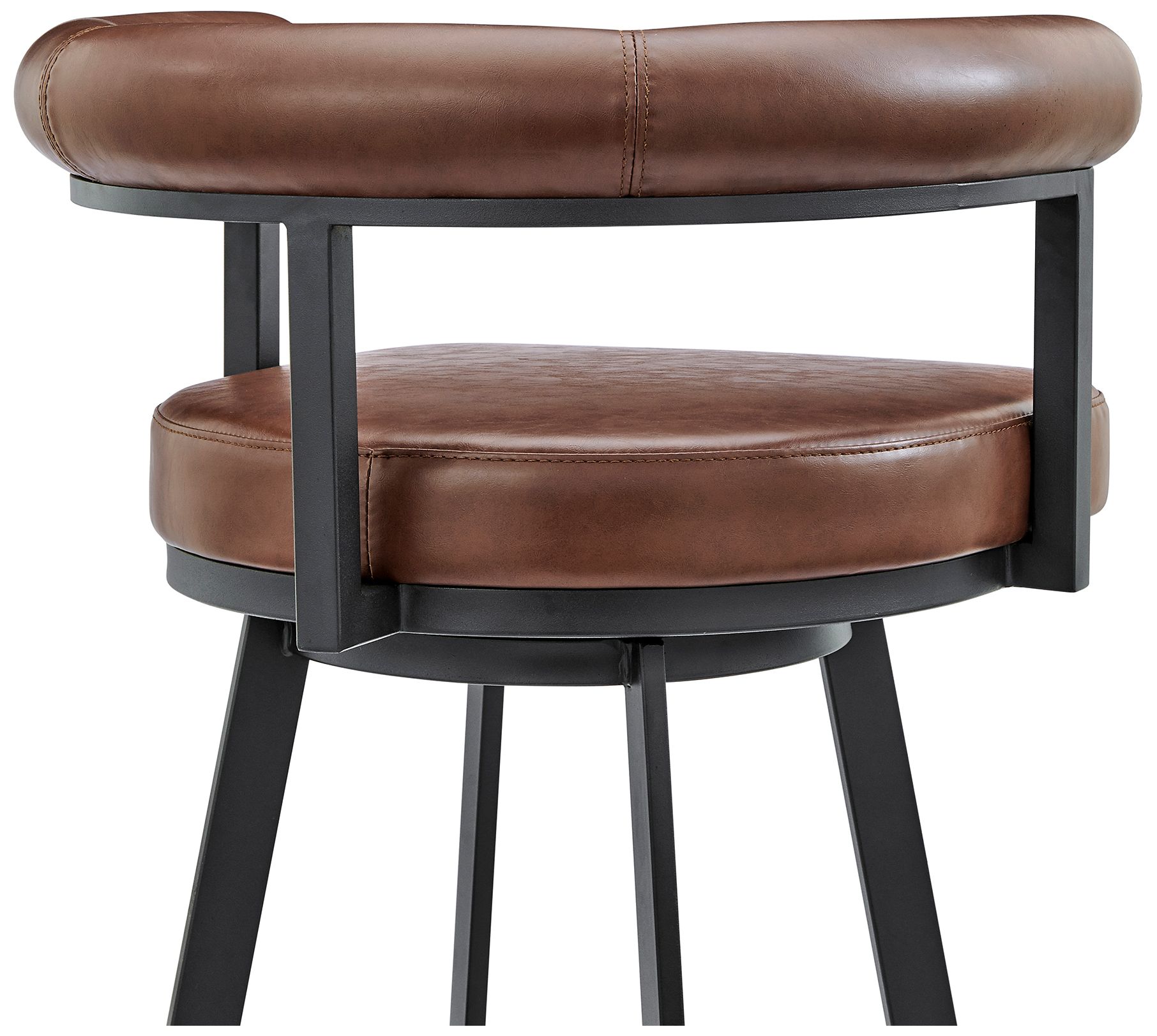 Image 7 Nolagam 26 in. Swivel Barstool in Black Finish with Brown Faux Leather more views