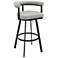 Nolagam 26 in. Swivel Barstool in Black Finish with Light Grey Faux Leather