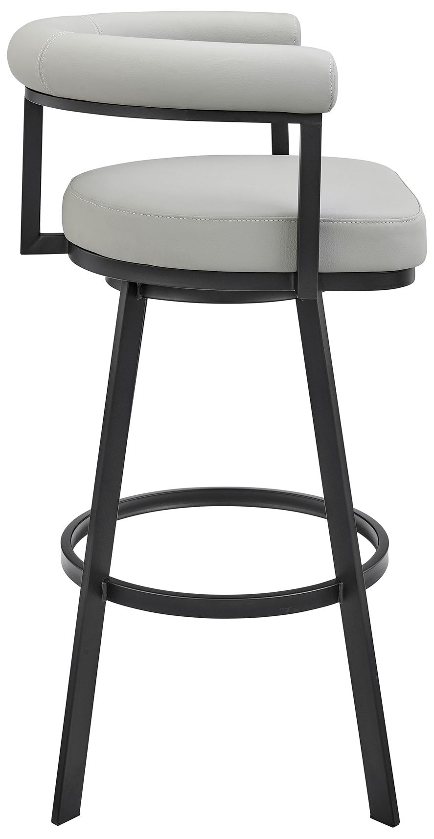 Image 3 Nolagam 26 in. Swivel Barstool in Black Finish with Light Grey Faux Leather more views