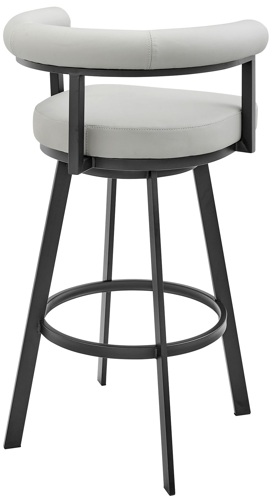 Image 4 Nolagam 26 in. Swivel Barstool in Black Finish with Light Grey Faux Leather more views