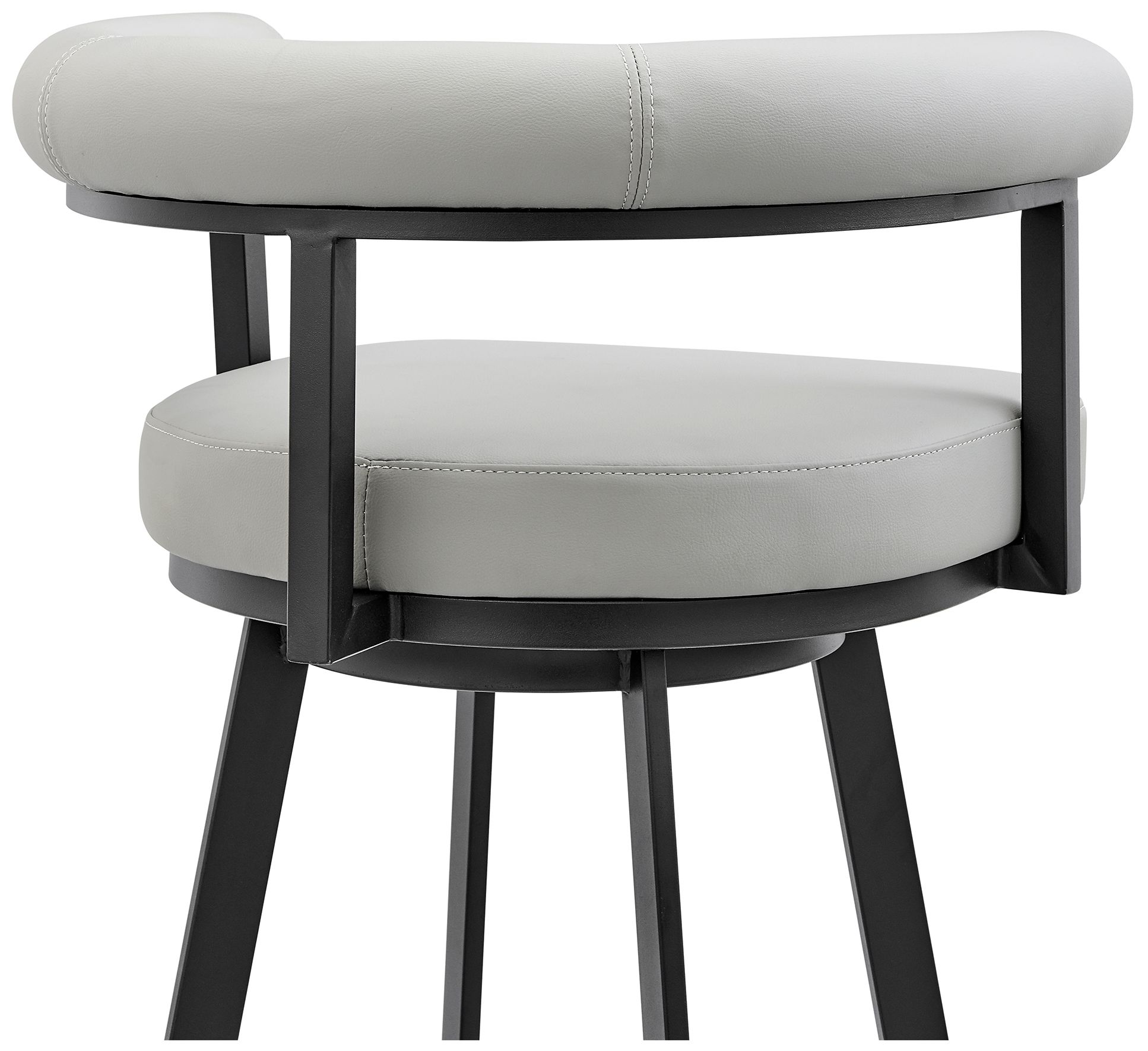 Image 7 Nolagam 26 in. Swivel Barstool in Black Finish with Light Grey Faux Leather more views