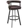 Nolagam 26 in. Swivel Barstool in Brown Finish with Brown Faux Leather