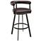 Nolagam 26 in. Swivel Barstool in Brown Finish with Brown Faux Leather
