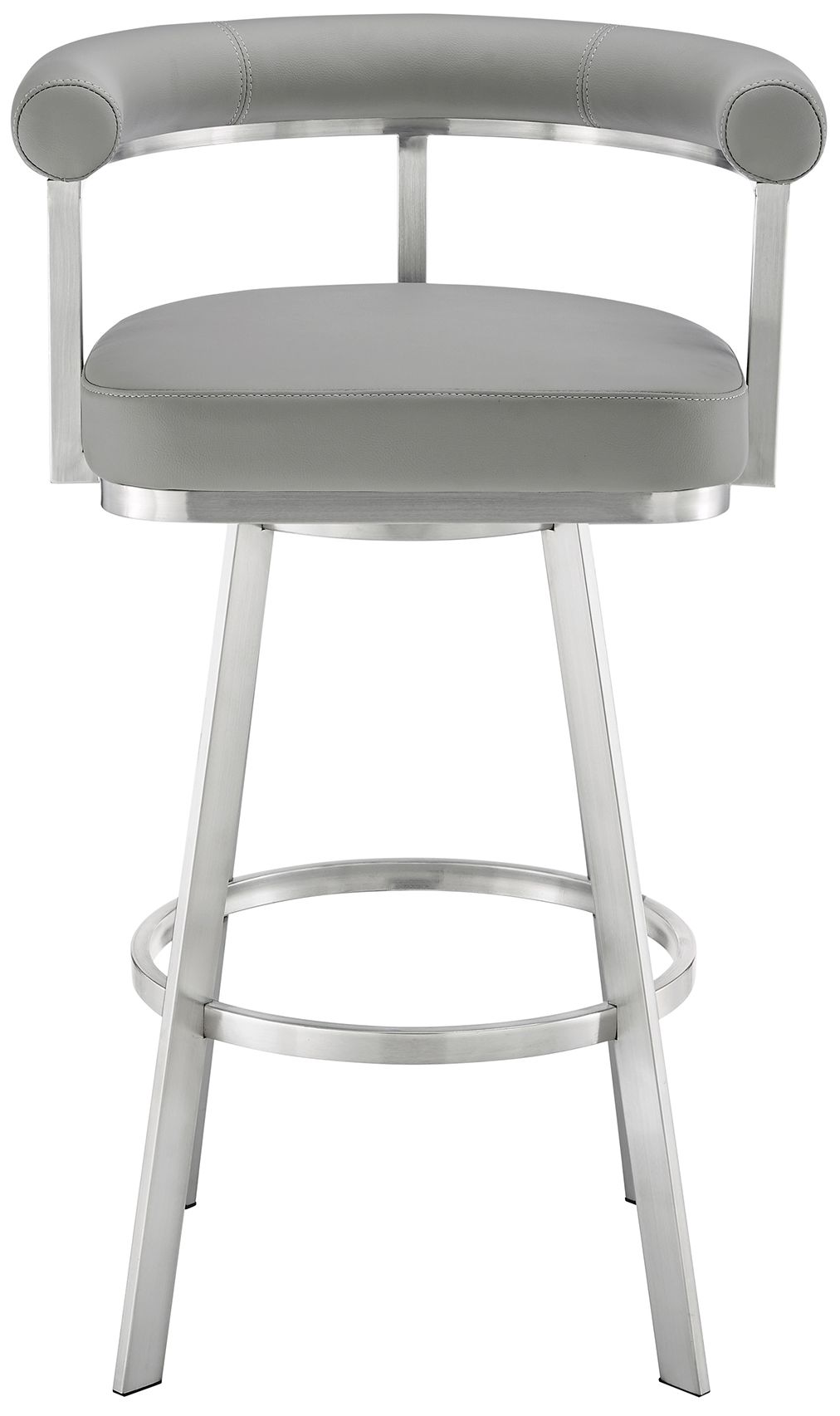 Image 3 Nolagam 26 in. Swivel Barstool in Stainless Steel, Light Grey Faux Leather more views