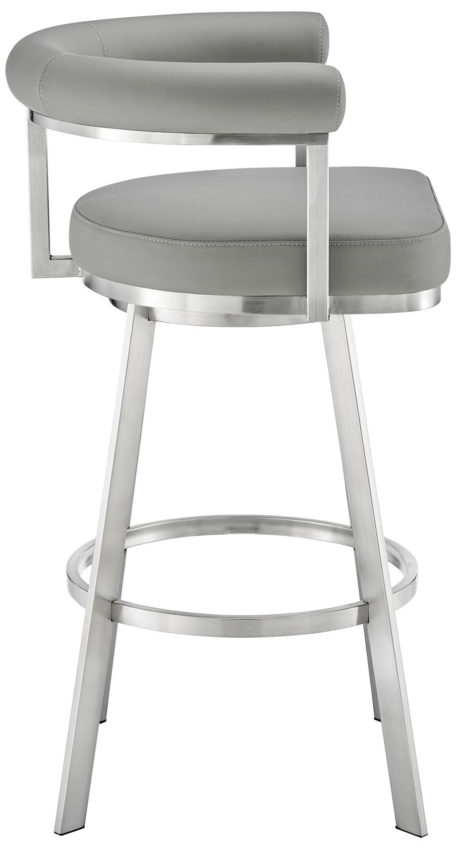 Image 4 Nolagam 26 in. Swivel Barstool in Stainless Steel, Light Grey Faux Leather more views