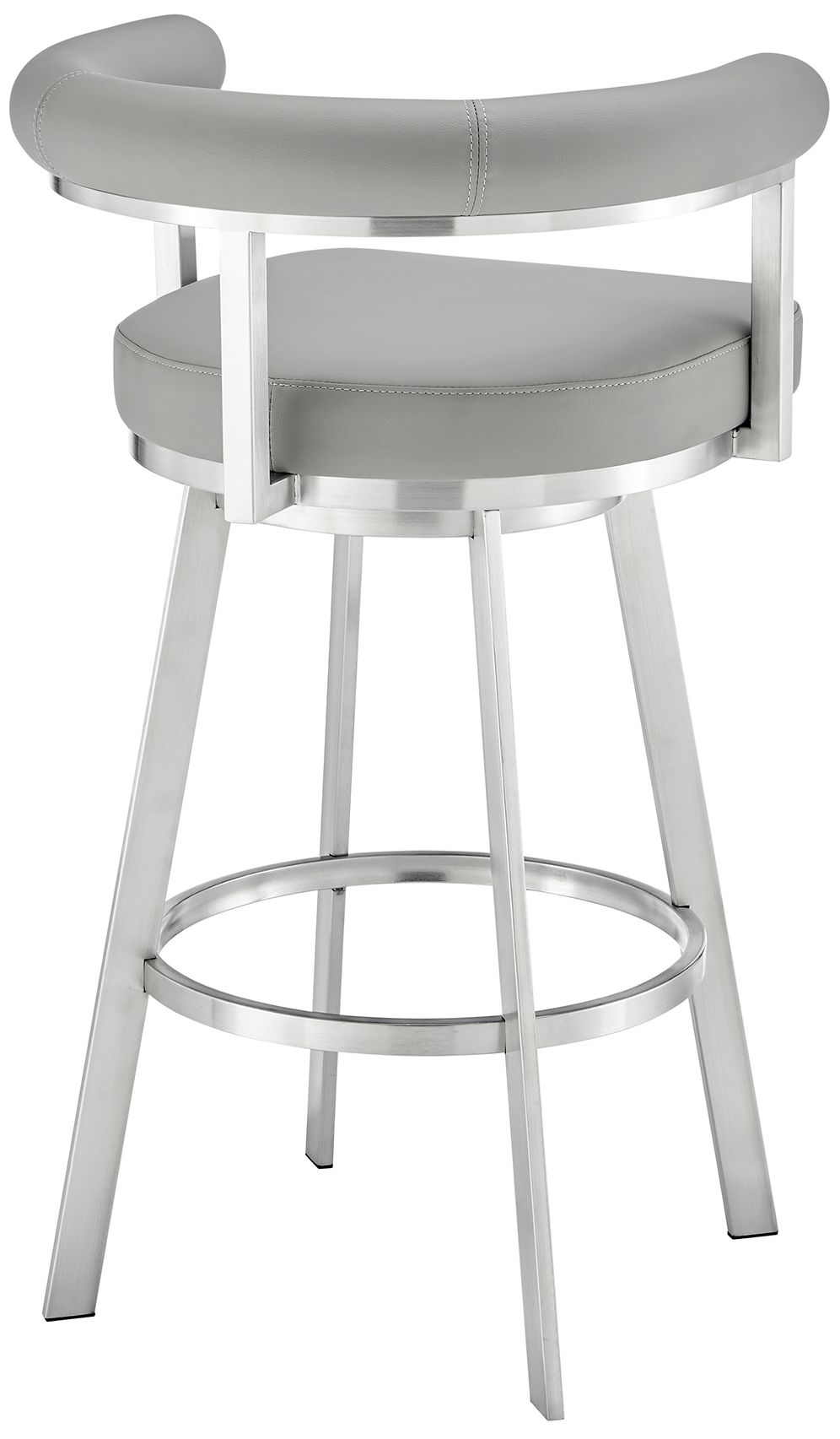 Image 5 Nolagam 26 in. Swivel Barstool in Stainless Steel, Light Grey Faux Leather more views