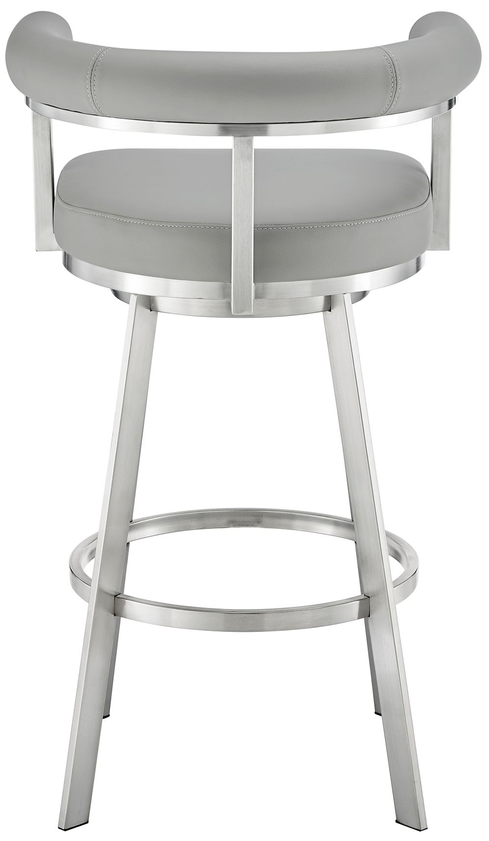 Image 6 Nolagam 26 in. Swivel Barstool in Stainless Steel, Light Grey Faux Leather more views