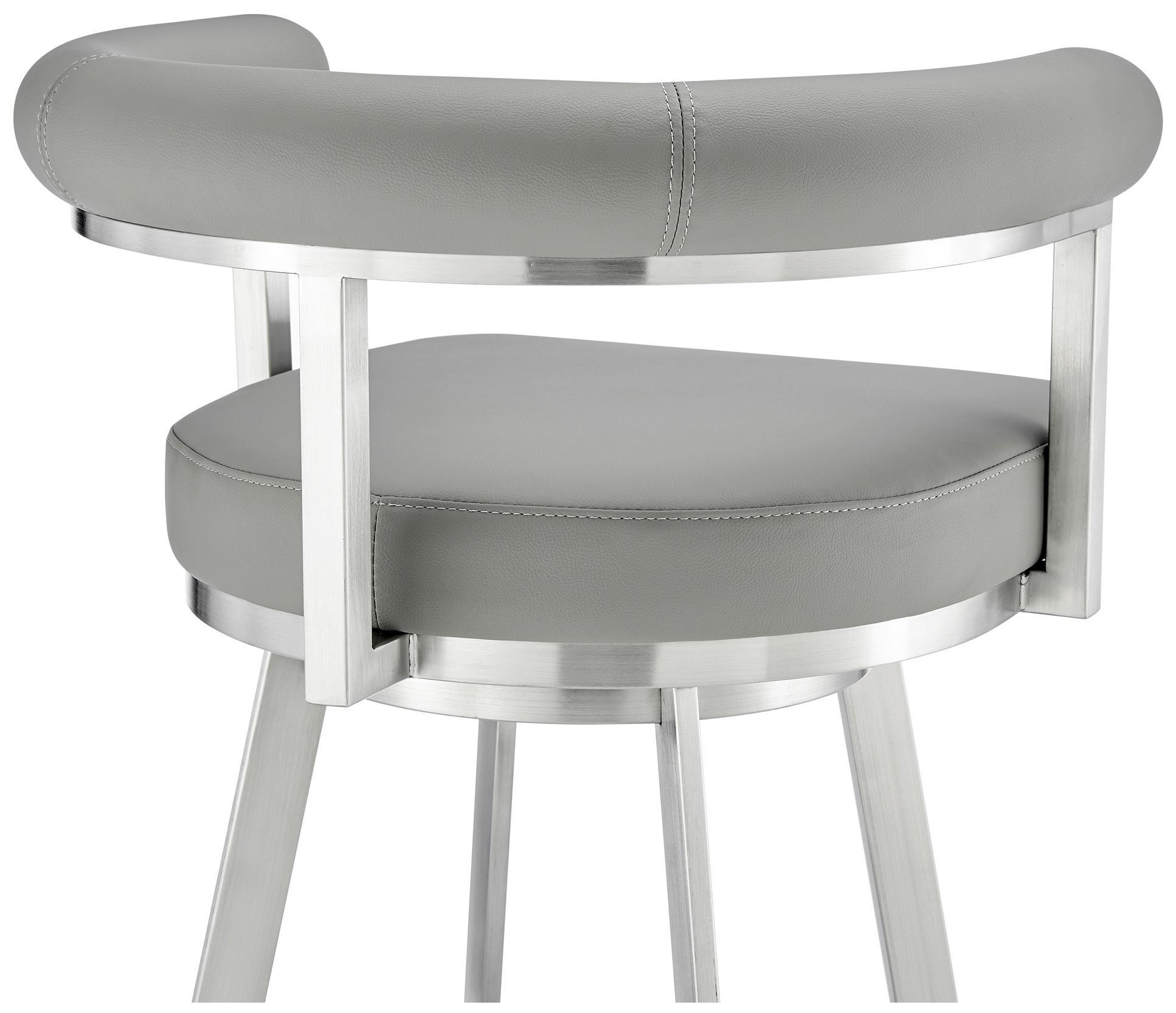 Nolagam 26 in. Swivel Barstool in Stainless Steel, Light Grey Faux Leather