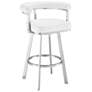 Nolagam 26 in. Swivel Barstool in Stainless Steel, White Faux Leather