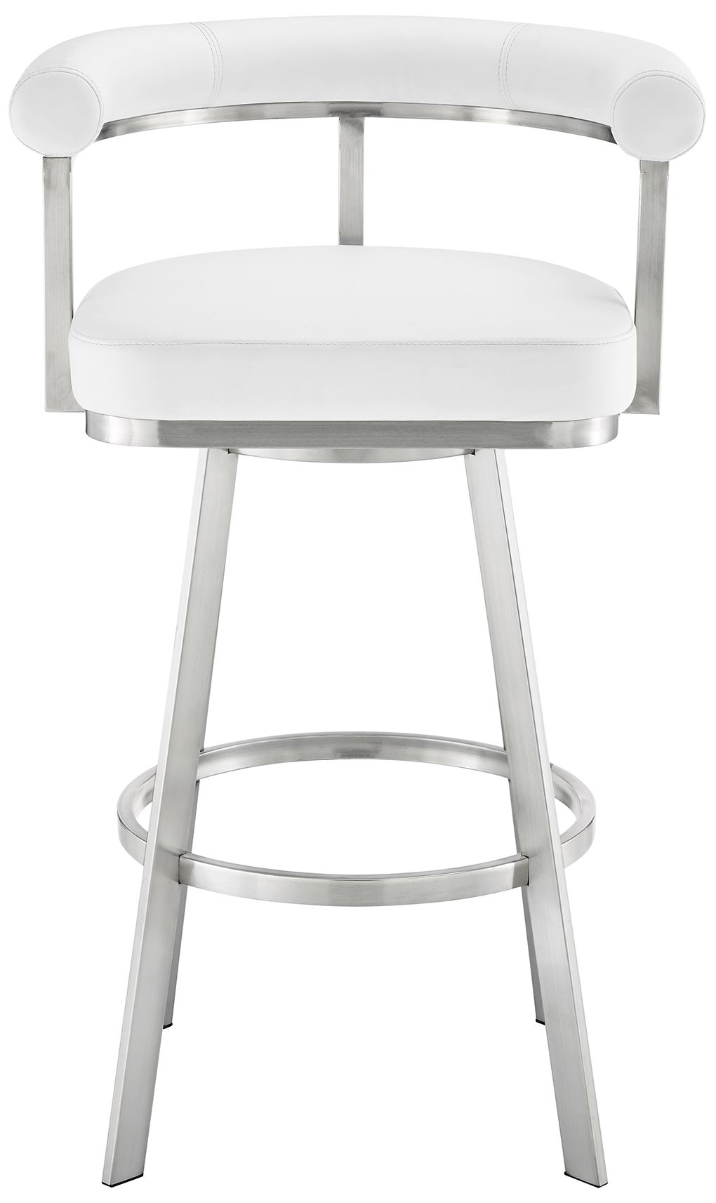 Image 3 Nolagam 26 in. Swivel Barstool in Stainless Steel, White Faux Leather more views