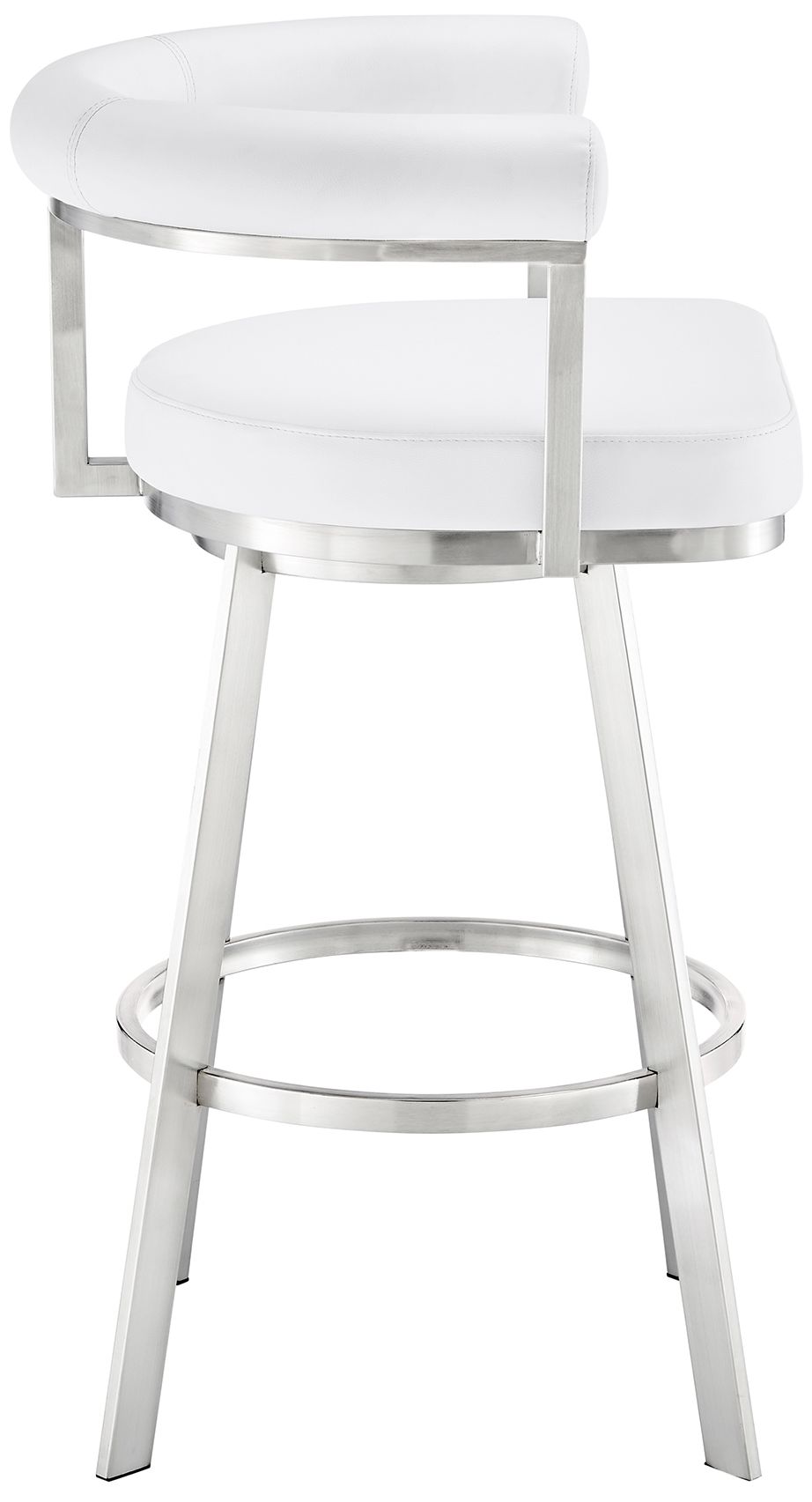 Image 4 Nolagam 26 in. Swivel Barstool in Stainless Steel, White Faux Leather more views