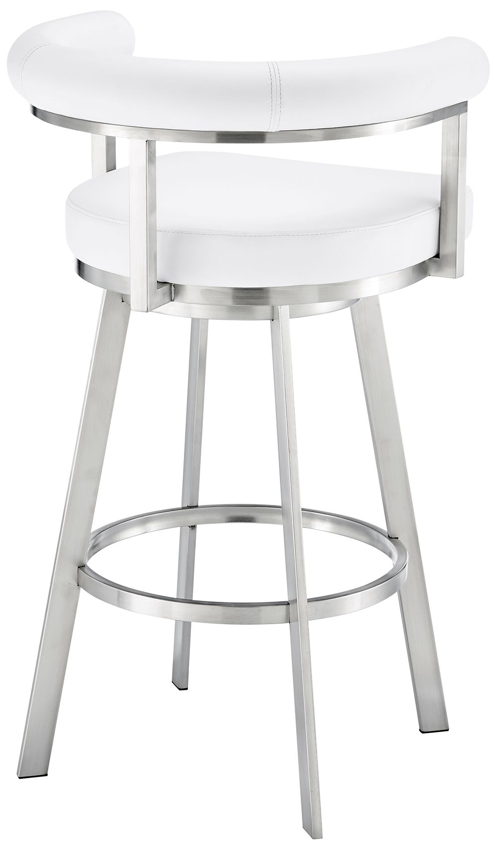 Image 5 Nolagam 26 in. Swivel Barstool in Stainless Steel, White Faux Leather more views