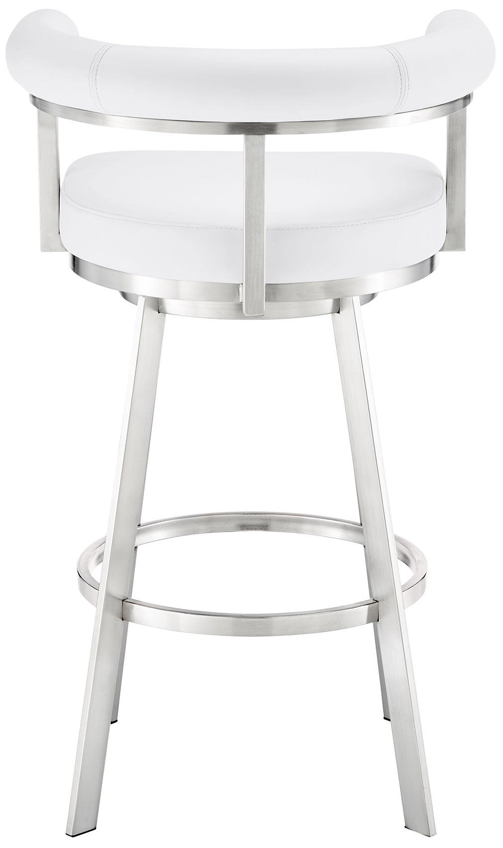 Image 6 Nolagam 26 in. Swivel Barstool in Stainless Steel, White Faux Leather more views