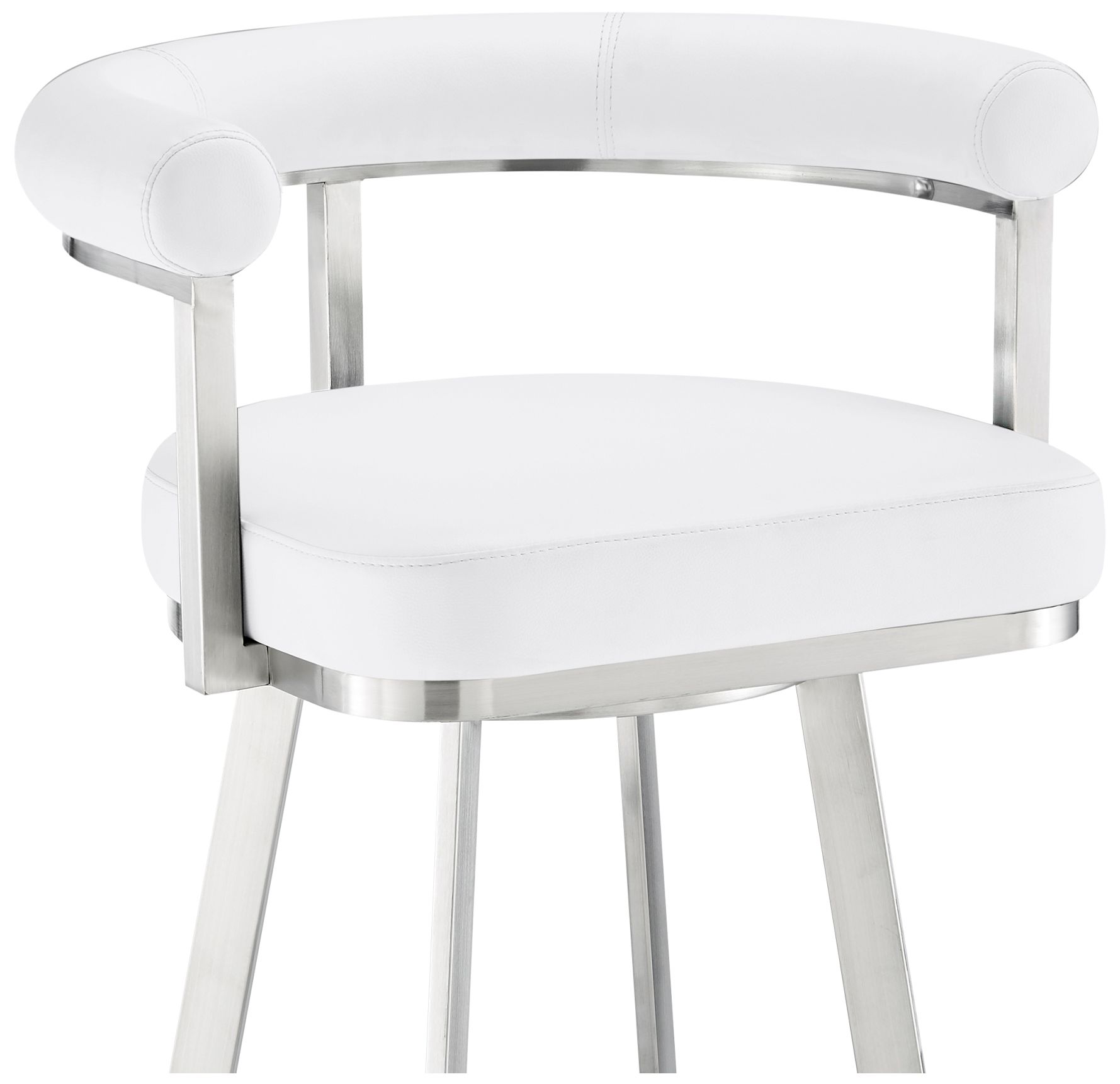 Image 7 Nolagam 26 in. Swivel Barstool in Stainless Steel, White Faux Leather more views