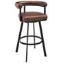 Nolagam 30 in. Swivel Barstool in Black Finish with Brown Faux Leather